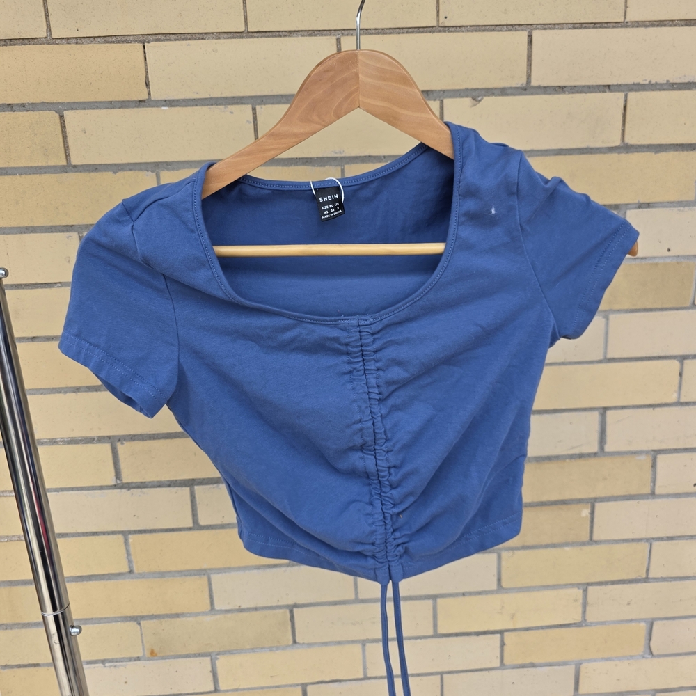 Shein Blue Ruched Blouse